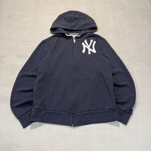 Printed New York Yankees Men's zip-up hoodie 2000s Navy Size S